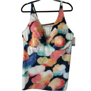 NWT Cacique Swim underwire plunge tankini 46DD